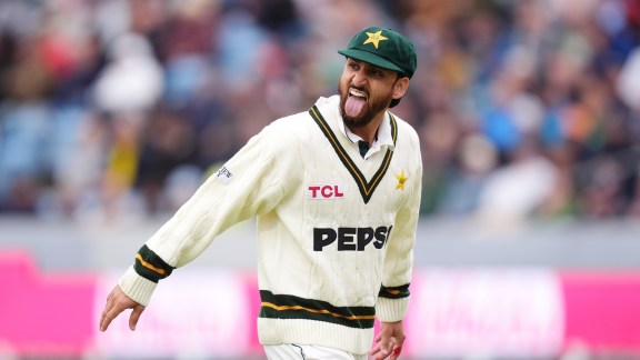 Pakistan's Salman Agha leaves the pitch with an injury on day two of the first Test match between England and Pakistan in Leeds, England, Thursday Aug. 20, 2026. (Mike Egerton/PA via AP)