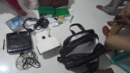 Seized scanners and equipment from a raid