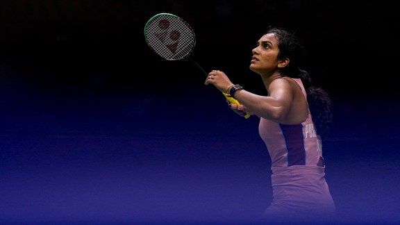 PV Sindhu in her match against Canada's Wen Yu Zhang in the women's singles round of 32 the BWF World Championships, at IGI Stadium, in New Delhi. (PTI Photo)