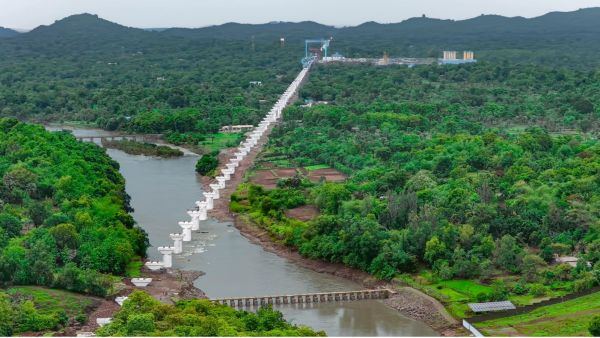 Jagani river piers ready to receive full span box girders (Image: NHSRCL)