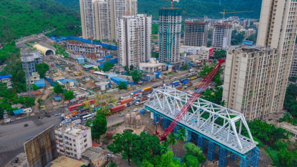 Steel bridge under assembly at Shilphata (Thane) in Maharashtra (Image: NHSRCL)