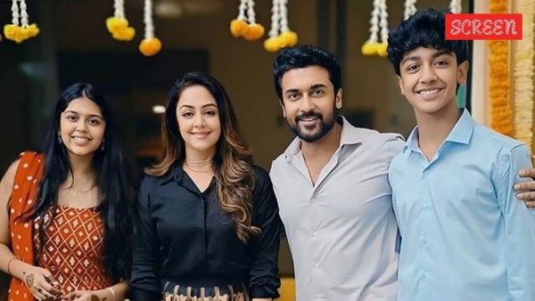 Jyotika and Suriya with their children