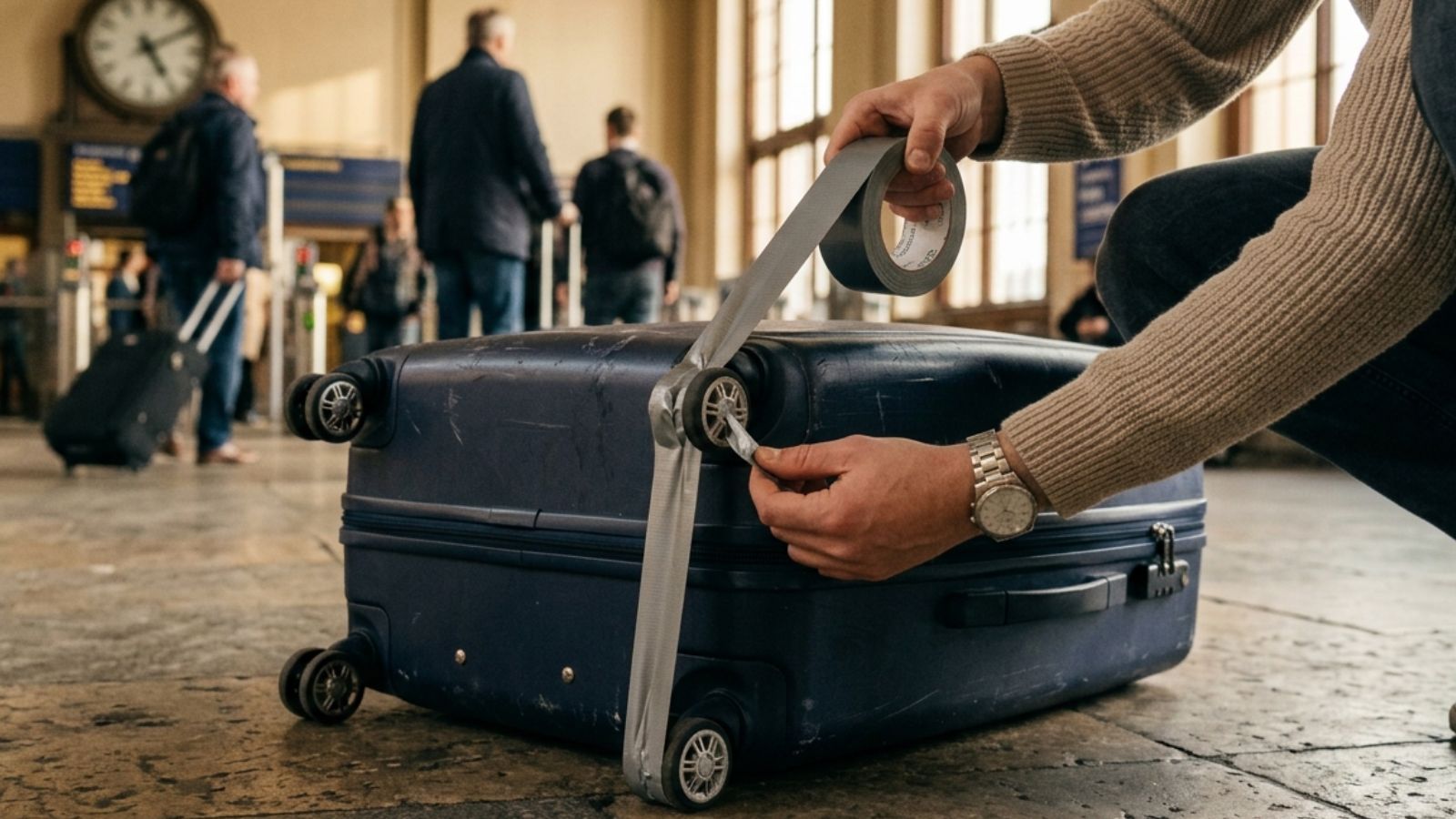 Why travellers are taping suitace wheels before heading to the airport