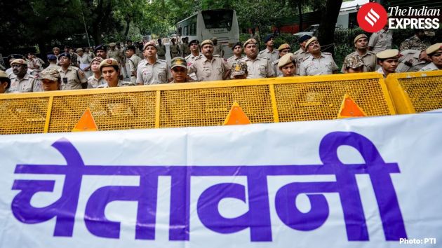 Police and paramilitary personnel were deployed along the route, with barricades