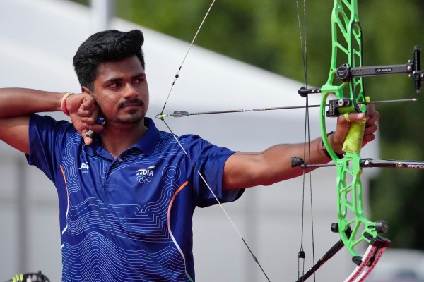 Sahil Jadhav during the compound mixed team final, Wednesday.