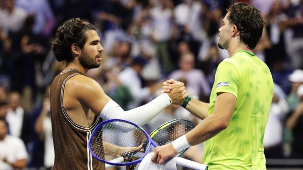 Alcaraz beat Faria 4-6, 6-0, 6-3, 6-2 in the second round.