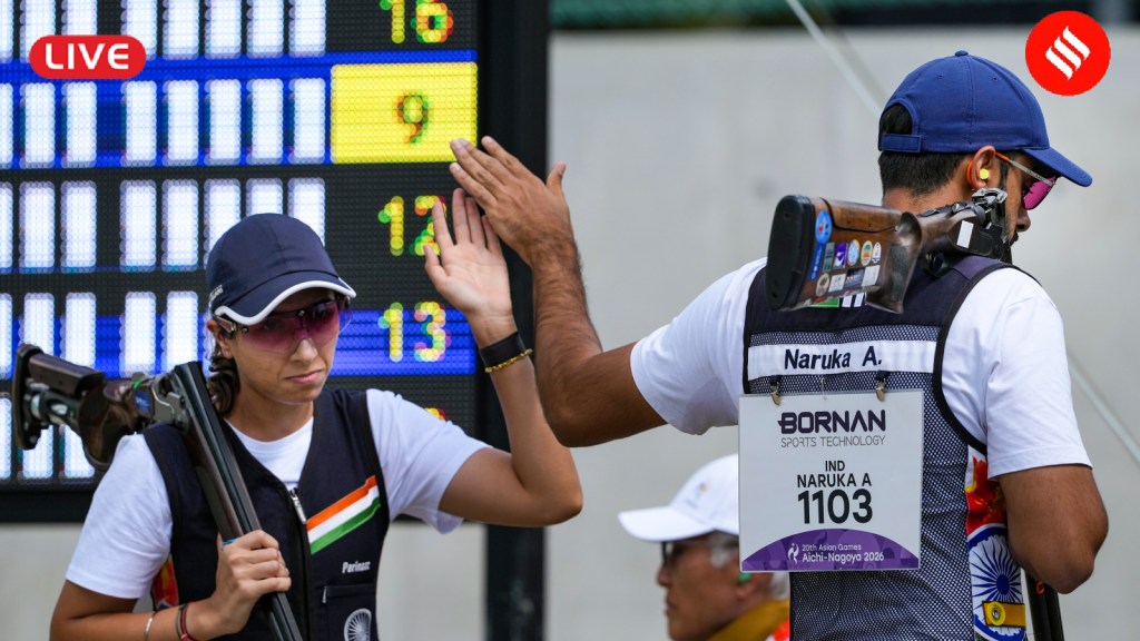 Asian Games 2026 Day 6 Live: Anantjeet Singh Naruka and Parinaaz Dhaliwal won a bronze medal in the skeet shooting event. (Photo: PTI)