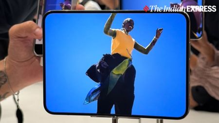 Apple's first foldable iPhone Duo takes centre stage, combining a larger display with a new form factor and AI-powered experiences. (Image: Nandagopal Rajan/The Indian Express)