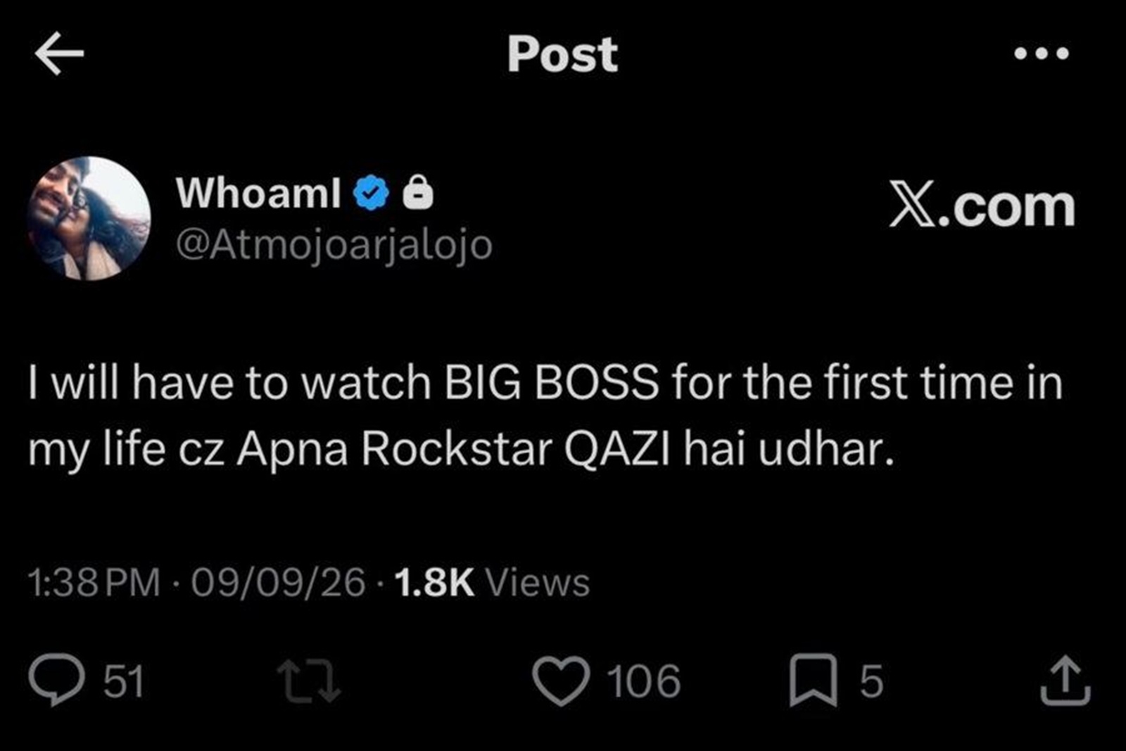 Arijit Singh Qazi Touqeer bigg boss tweet