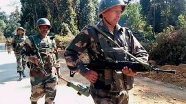 The attack took place around 6.30 am near Nampong Nallah when personnel of the 21 Assam Rifles were patrolling an area where border fencing work is underway.