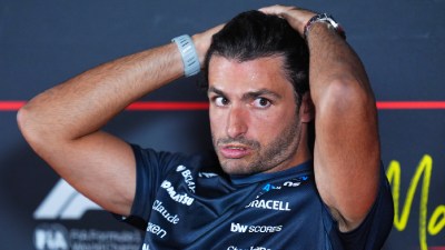 Williams driver Carlos Sainz of Spain attends a press conference ahead of the Spanish Formula One Grand Prix, in Madrid, Spain, Thursday, Sept. 10, 2026. (AP Photo)