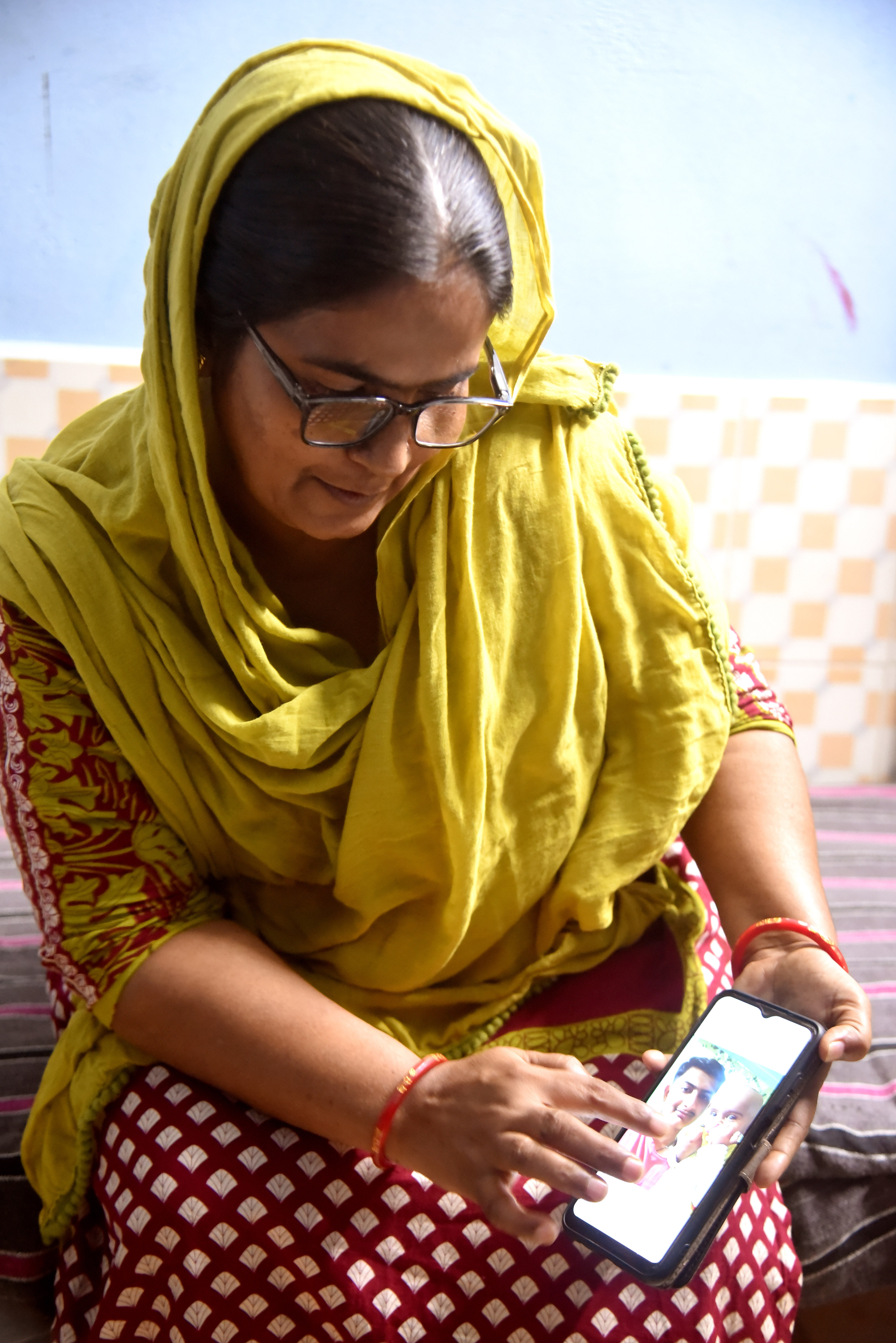 Hasina shows a photo of Sahil from the time before he travelled to Russia to study