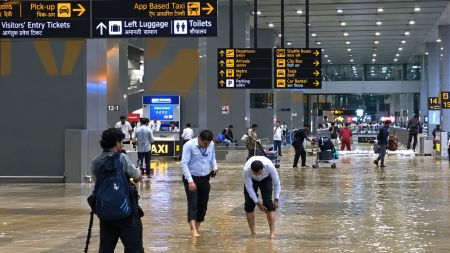 A senior airport functionary said the waterlogging situation at the IGI Airport had been controlled and was temporary. (Screenshot from ANI video)
