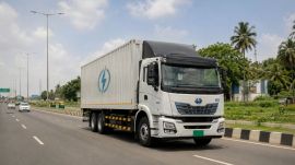 The study is the first of its kind on an Indian freight corridor to determine how many chargers electric trucks would need, what type of chargers should be installed and where they should be located. (Image Generated Using AI)