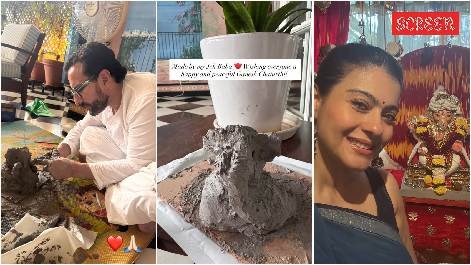 Kareena Kapoor shares Saif Ali Khan-Jeh’s handmade Ganpati, Kajol flaunts saree gifted by Nysa