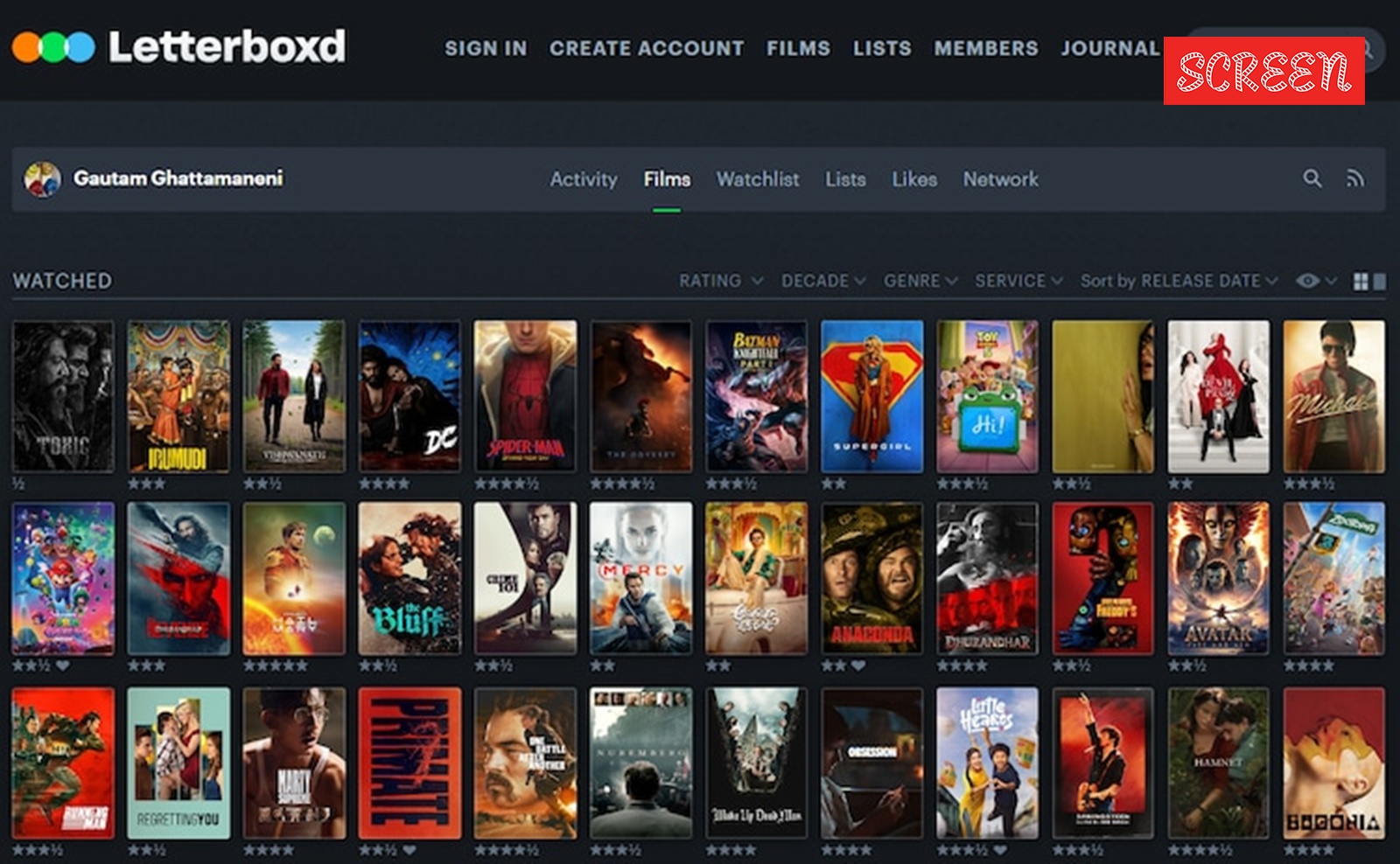 Gautam Ghattamaneni's Letterboxd