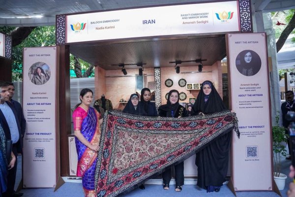 Annapurna Devi with Zahra Pezeshkian at BRICS Bazaar National Crafts Museum Delhi