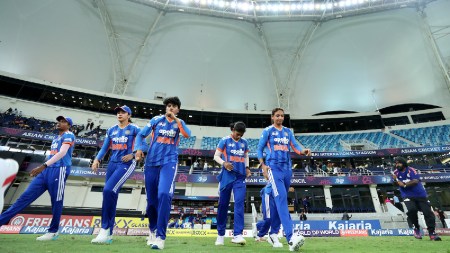 Indian players during The Final of the ACC Women’s T20 Asia Cup 2026 between India and Sri Lanka at Dubai International Cricket Stadium, Dubai, United Arab Emirates, on September 13, 2026.