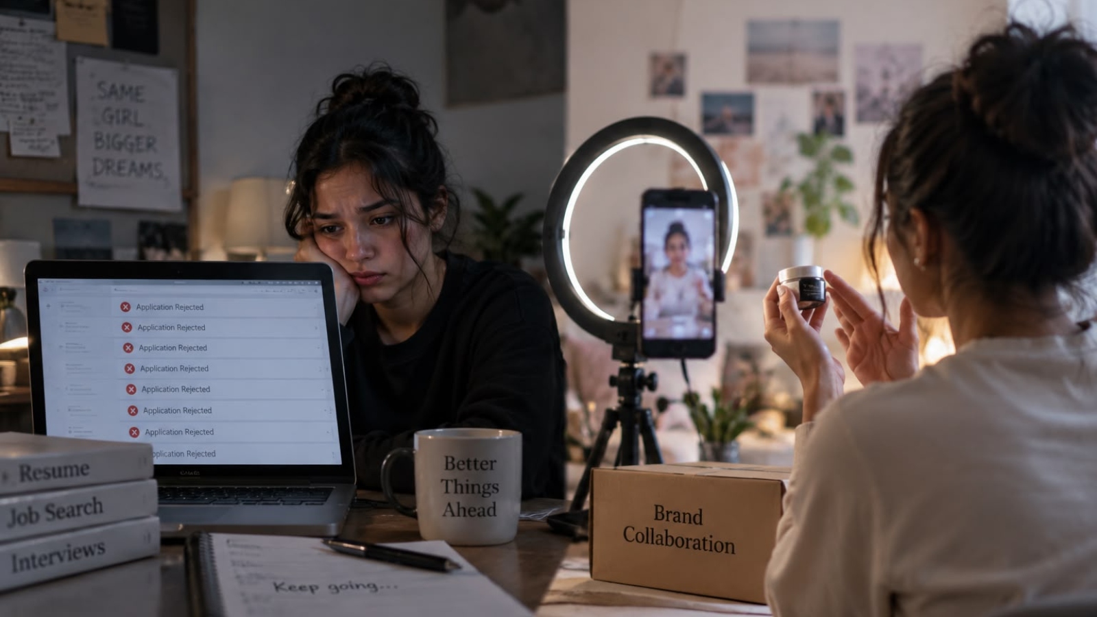 326 job applications, 0 offers. Then a four-figure brand deal