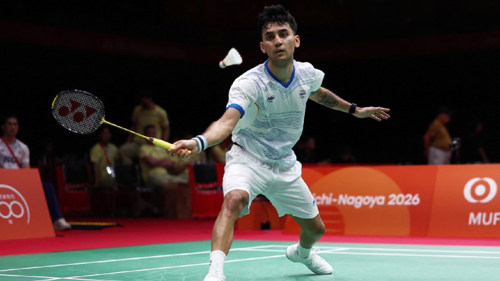 India's Lakshya Sen in action during his men's team quarter final match against Japans Kodai Naraoka
