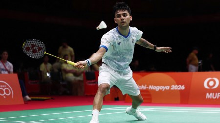 India's Lakshya Sen in action during his men's team quarter final match against Japans Kodai Naraoka