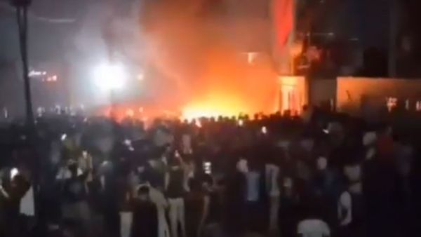 The protesters damaged property on the campus and set some objects on fire. 
