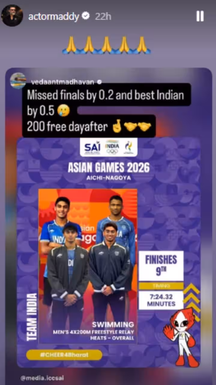 Madhavan reacts to son Vedaant losing Asian Games