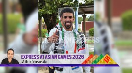 Mahmoud Daifallah finished fifth in karate, narrowly missing out on a bronze medal at 2026 Asian Games in Aichi Nagoya. (Express Photo by Mihir Vasavada)