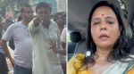 While TMC MP Mahua Moitra got in her car and was seated in the front, protesters carrying black flags pelted eggs at her and chanted “Go Back” slogans. (Photos: X/@MahuaMoitra)