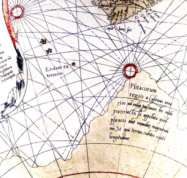 Globe with rhumb lines (Wikipedia)