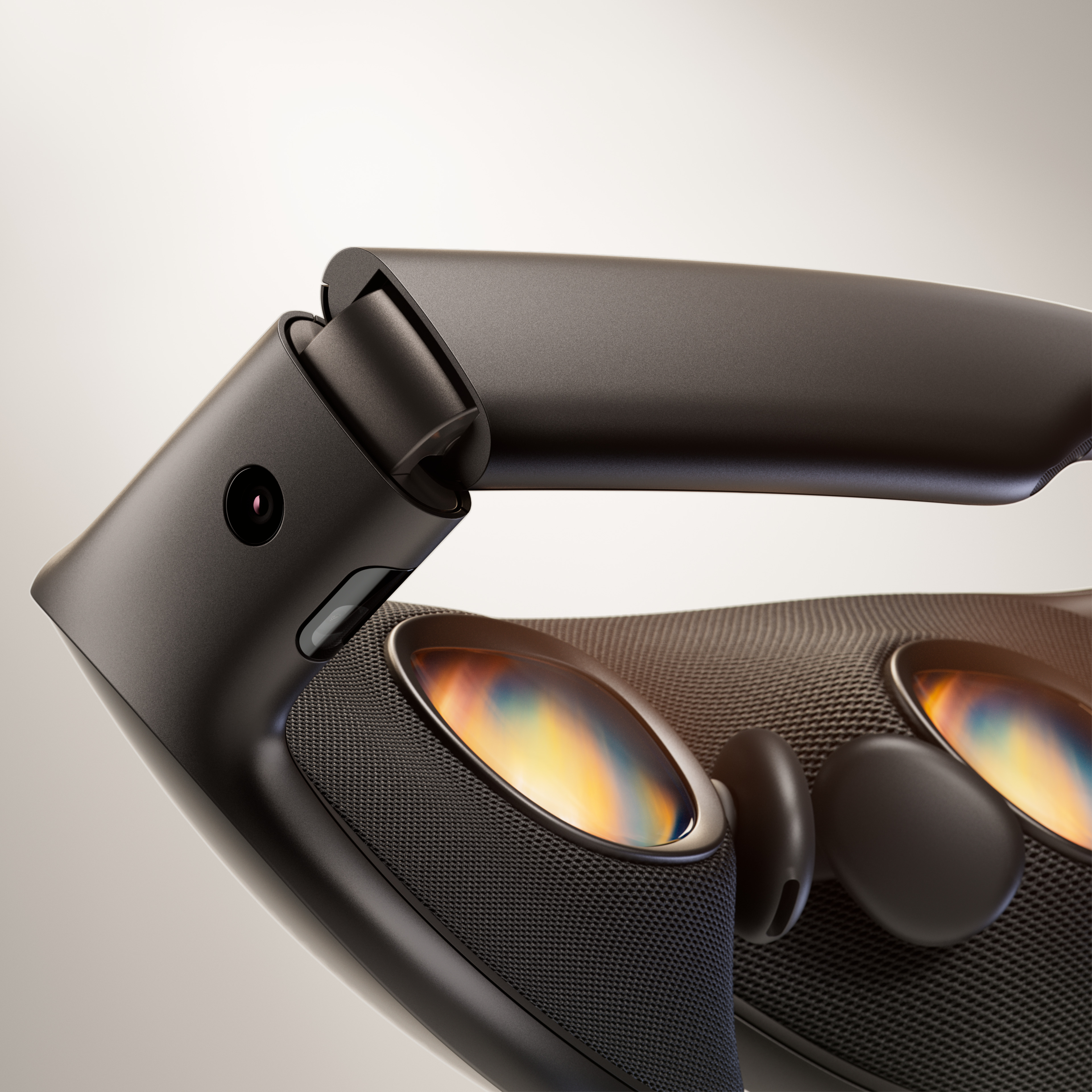 A close-up view of the Meta VR Glasses highlights the display lenses, sensors and integrated hardware.