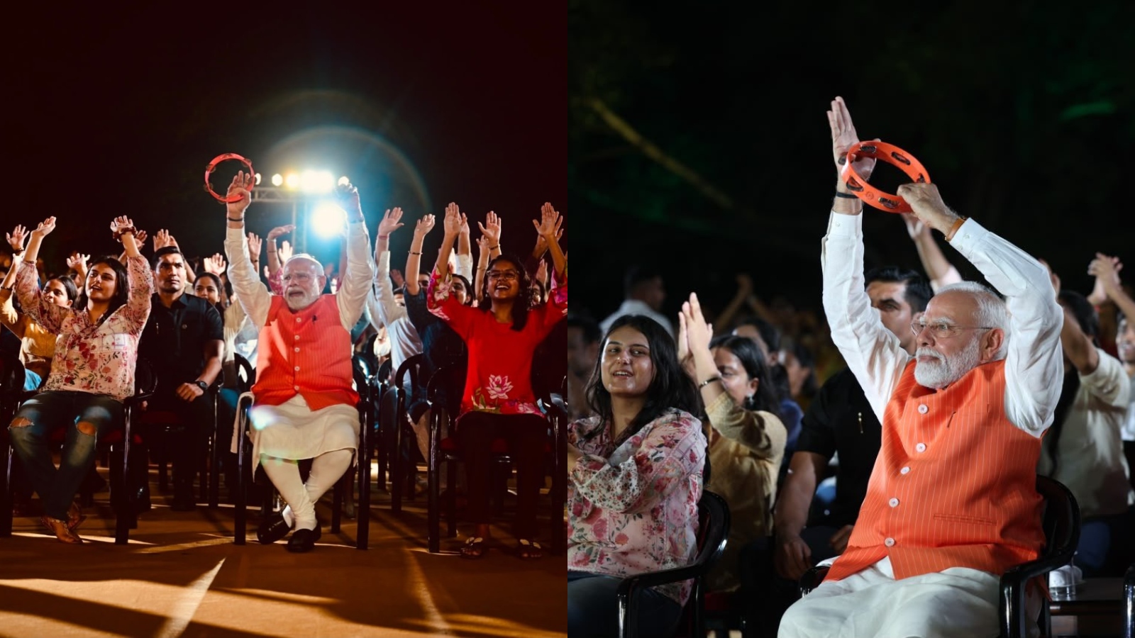 PM Modi joins ‘Bhajan Clubbing’ event in Delhi, claps and plays tambourine