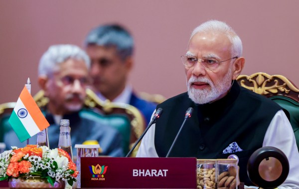 **EDS: THIRD PARTY IMAGE** In this image released on Sept. 12, 2026, Prime Minister Narendra Modi delivers the opening statement during the 18th BRICS Summit, at the Bharat Mandapam, in New Delhi. (PMO via PTI Photo) (PTI09_12_2026_000297B)