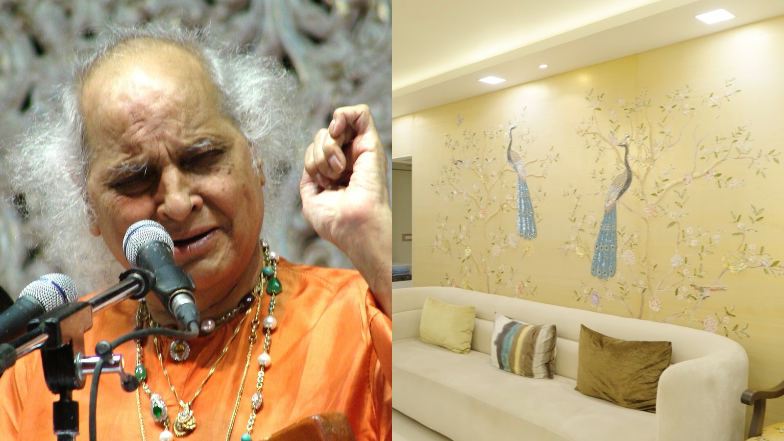 Inside Pandit Jasraj’s home: From a ‘Wall of Honour’, zardozi peacock wall, to a 65-year-old tanpura – national Inside Pandit Jasraj’s home: From a ‘Wall of Honour’, zardozi peacock wall, to a 65-year-old tanpura – national