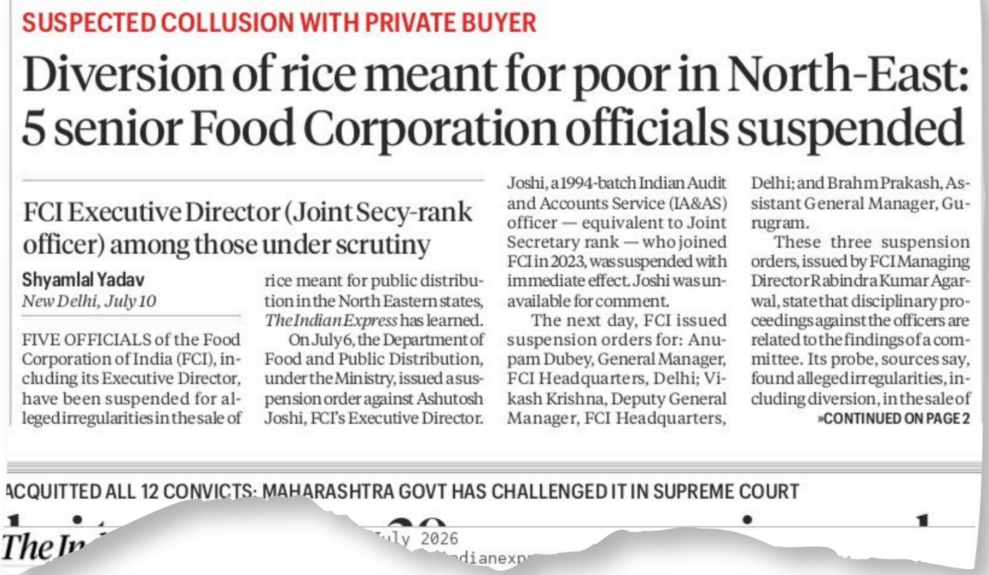 previous indian express news report