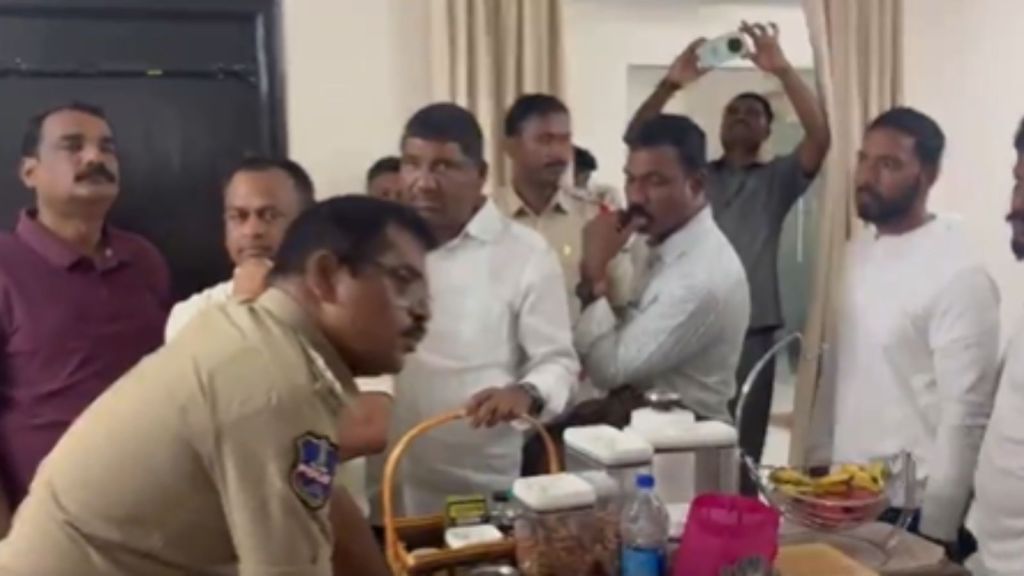 Saifabad Police reached the residence of BRS MLC T Madhusudhan Rao, alias Tata Madhu, in connection with a complaint filed by Pollepalli Venkatesham. Follow  for breaking news and live news updates from India and around the world. | PTI Photo
