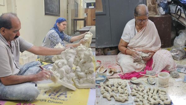 Pune family ecofriendly Ganesh idols