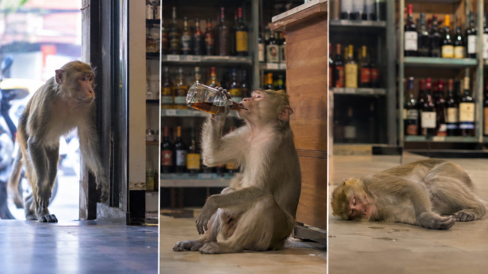 Monkey enters Ranchi wine shop, drinks liquor and falls asleep: WATCH