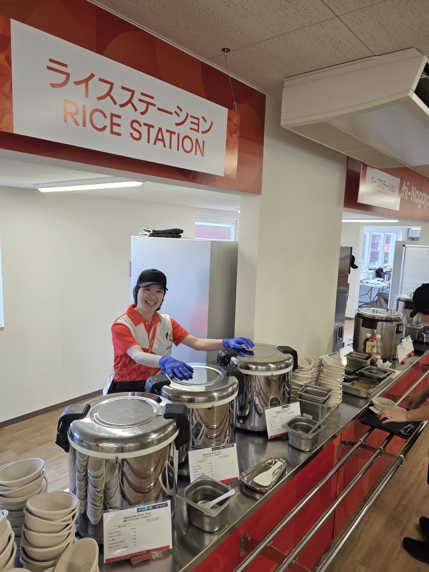On a peak day, a tonne of rice is consumed, according to Wright. The variety includes basmati, jasmine, Japanese, glutinous (sticky) and black. “We have five rice cookers, and in the kitchen, we have two walls of big machines, and nine individual bowl cookers,” Wright says.