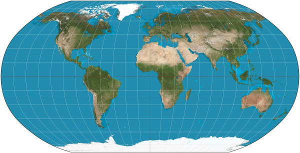 The Robinson projection. Wikimedia Commons