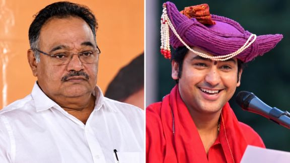 The state BJP chief Samik Bhattacharya (left) emphasised that Dhirendra Shastri's remarks were his own views. (File Photos/Enhanced using AI)