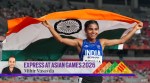India’s Seema holds the national flag as she celebrates after winning the bronze medal in the women's 10,000m final during the Asian Games 2026, in Nagoya, Japan, Thursday, Sept. 24, 2026. (PTI Photo)