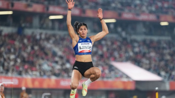 India's Shaili Singh competes in the women's long jump final at the Asian Games in Nagoya, Sunday, Sept. 27, 2026. (AP Photo/Lee Jin-man)