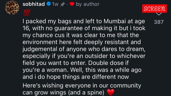 Sobhita Dhulipala's comment