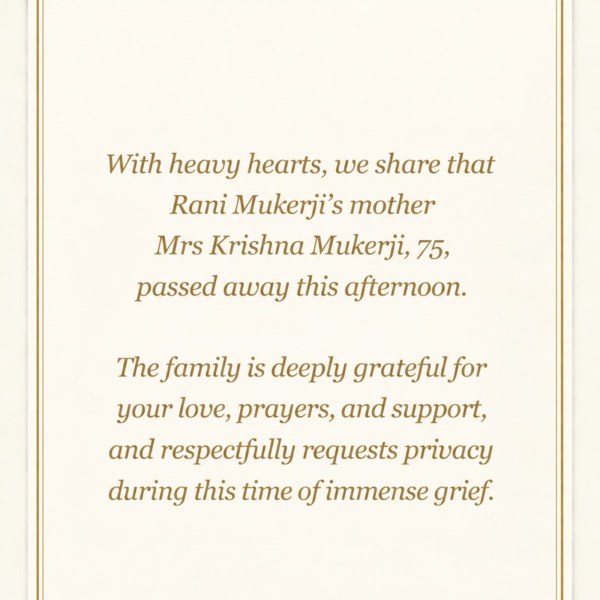Statement from Rani Mukerji's family