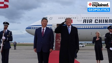 President Donald Trump salutes during a military flyover at the arrival ceremony of China's President Xi Jinping at Joint Base Andrews, Maryland, September 23. (AP)