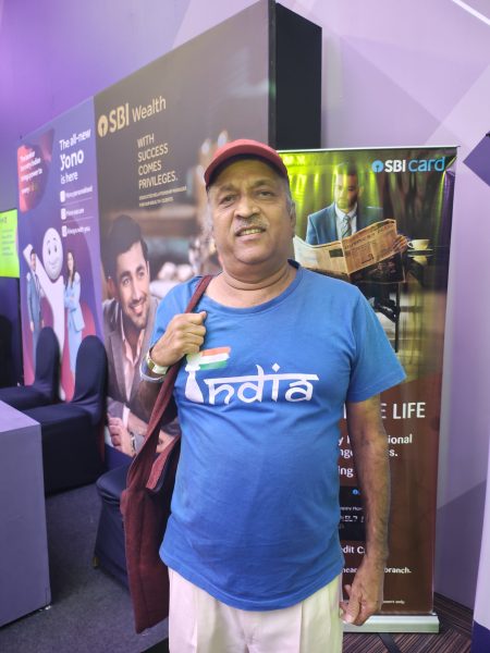 69-year-old Udaya Kumar at the festival arena of GCL. (Express Photo)
