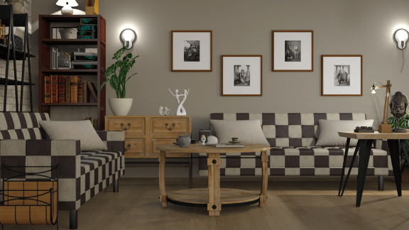 Statement wall with artwork in a modern room