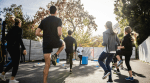 People staying fit through dancing, walking and recreational sports to burn calories without a gym workout