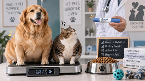 Picture representing growing concerns around pet obesity and Ozempic-like weight-loss treatments